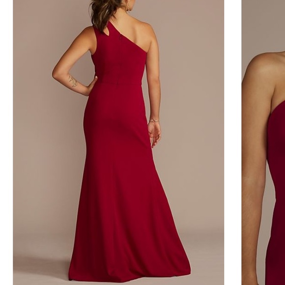 NWT Red One-shoulder Dress with Slit - Picture 4 of 5